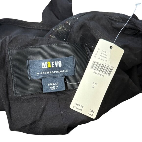 Anthropologie Maeve Metallic Floral Swing Dress Halter Evening Cocktail Size S N - Picture 5 of 8